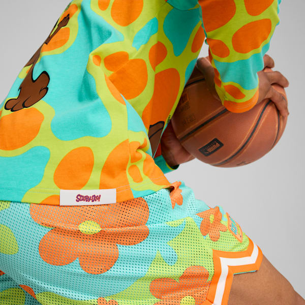 Haut à manches longues PUMA HOOPS x SCOOBY DOO Homme, Aquatic-Lime Smash-AOP, extralarge