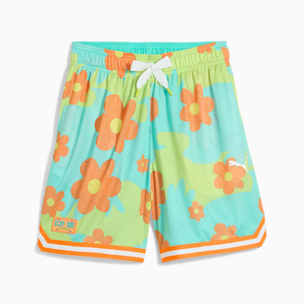 Short PUMA HOOPS x SCOOBY DOO Homme, Aquatic-Lime Smash-AOP, extralarge