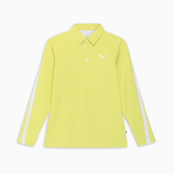 メンズ ゴルフ PF ストレッチ サーモ テーパード ライン 長袖 ポロシャツ, Lime Sheen, extralarge-JPN