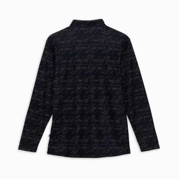 メンズ ゴルフ ストレッチ ピケ AOP 長袖 ポロシャツ, PUMA Black, extralarge-JPN