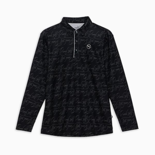 メンズ ゴルフ ストレッチ ピケ AOP 長袖 ポロシャツ, PUMA Black, extralarge-JPN