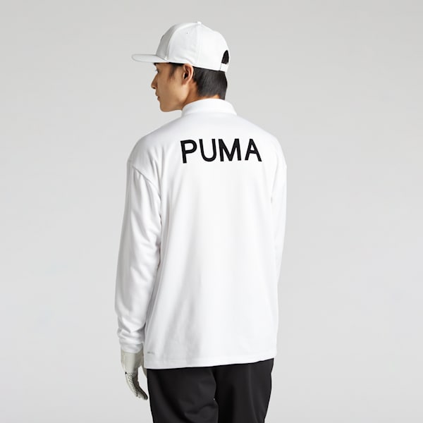 メンズ ゴルフ PC ストレッチ グリッド フリース リラックス P 長袖 ポロシャツ, White Glow, extralarge-JPN