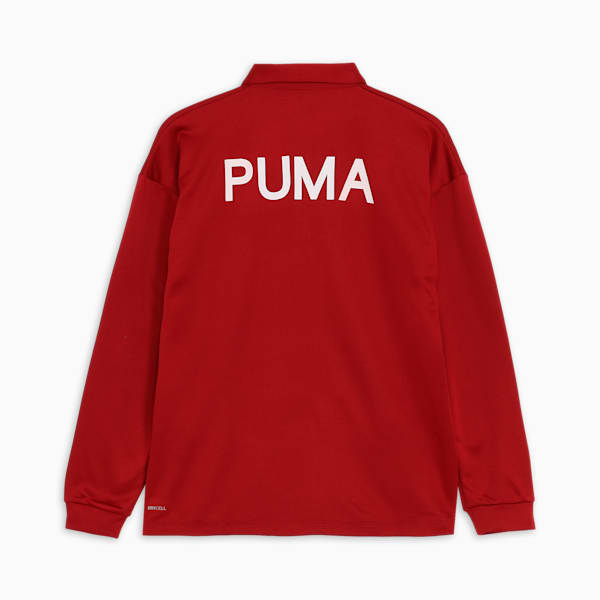 メンズ ゴルフ PC ストレッチ グリッド フリース リラックス P 長袖 ポロシャツ, Intense Red, extralarge-JPN