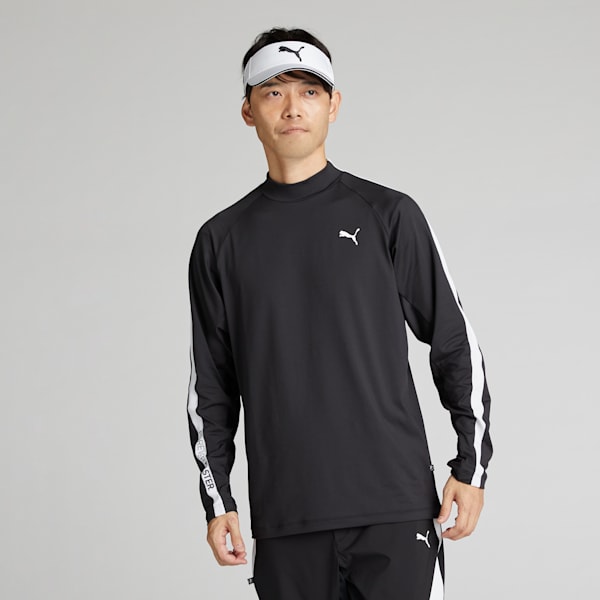 メンズ ゴルフ PF ストレッチ ピーチ スムース モックネック 長袖 シャツ, PUMA Black, extralarge-JPN