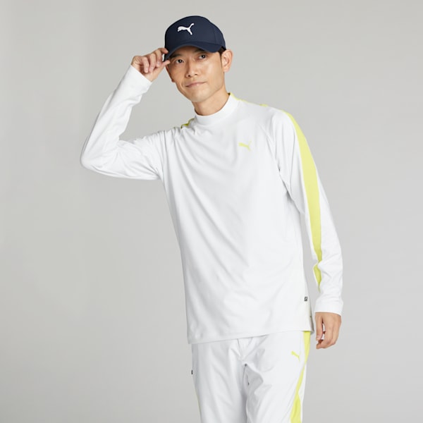 メンズ ゴルフ PF ストレッチ ピーチ スムース モックネック 長袖 シャツ, White Glow, extralarge-JPN