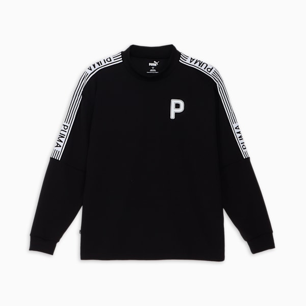 メンズ ゴルフ PC ストレッチ ジャガード テープ P ロゴ 長袖 シャツ, PUMA Black, extralarge-JPN