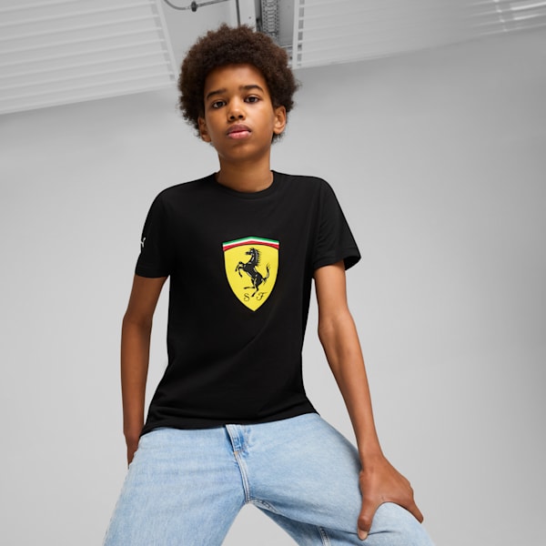 Scuderia Ferrari Race Colored Big Shield Big Kids' Tee, PUMA Black, extralarge