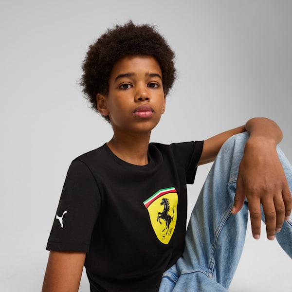 Scuderia Ferrari Race Colored Big Shield Big Kids' Tee, PUMA Black, extralarge