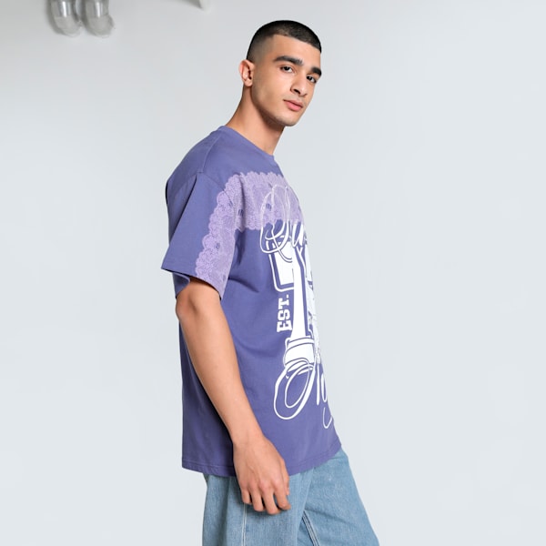 Lace Em Up Laced Up Oversized Basketball Tee, Blue Crystal, extralarge-IND