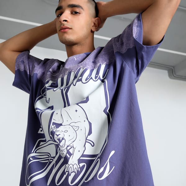 Lace Em Up Laced Up Oversized Basketball Tee, Blue Crystal, extralarge-IND
