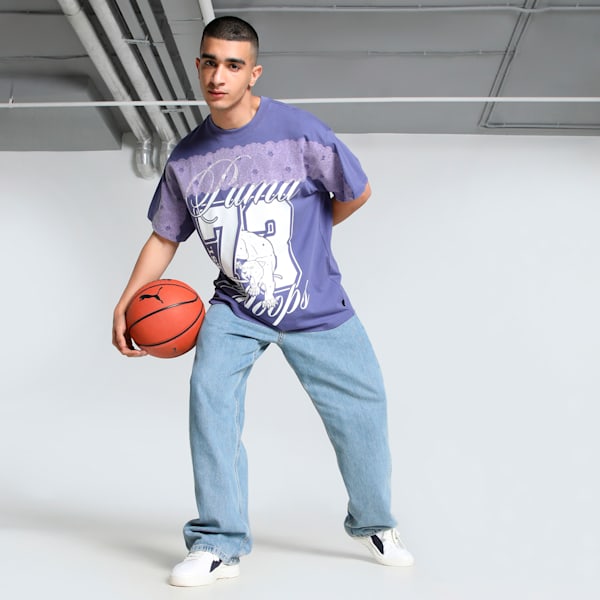 Lace Em Up Laced Up Oversized Basketball Tee, Blue Crystal, extralarge-IND