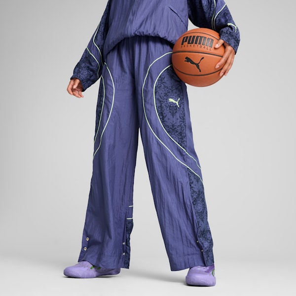 Lace Em Up Women's Relaxed Fit Basketball Track Pants, Blue Crystal-AOP, extralarge-IND