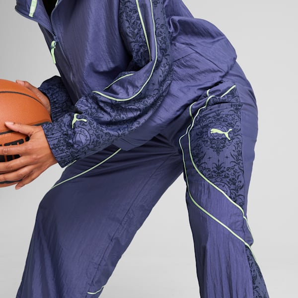 Lace Em Up Women's Relaxed Fit Basketball Track Pants, Blue Crystal-AOP, extralarge-IND