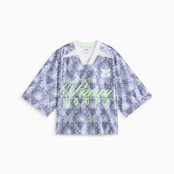 Lace Em Up's Division Women's Oversized Basketball Top, PUMA White-AOP, extralarge-IND