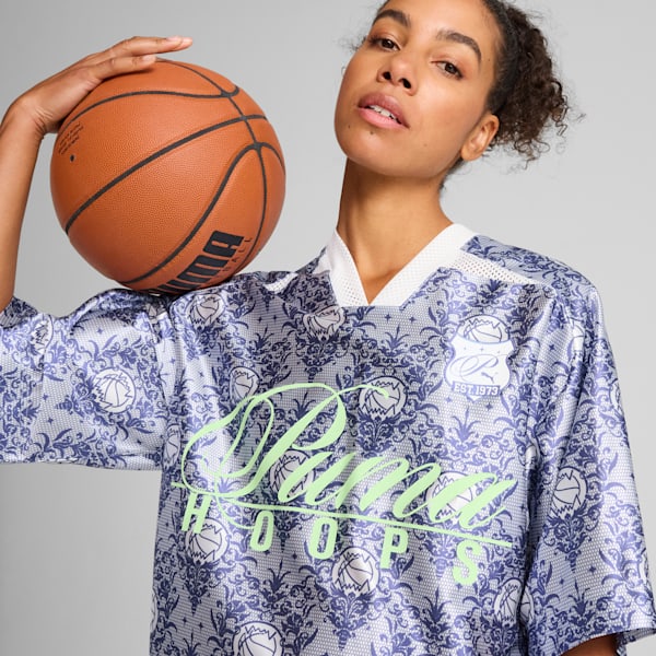 Top corto STEWIE x LACE EM UP para mujer, PUMA White-AOP, extralarge