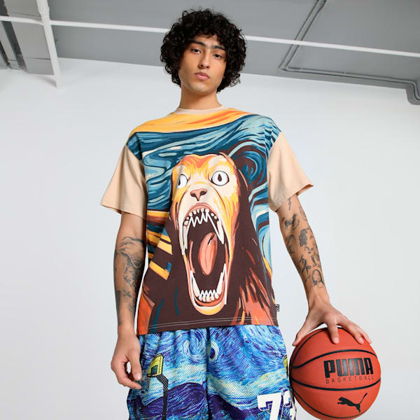 Dylan Exhibit Men's Oversized Basketball Tee, Light Sand, extralarge-IND