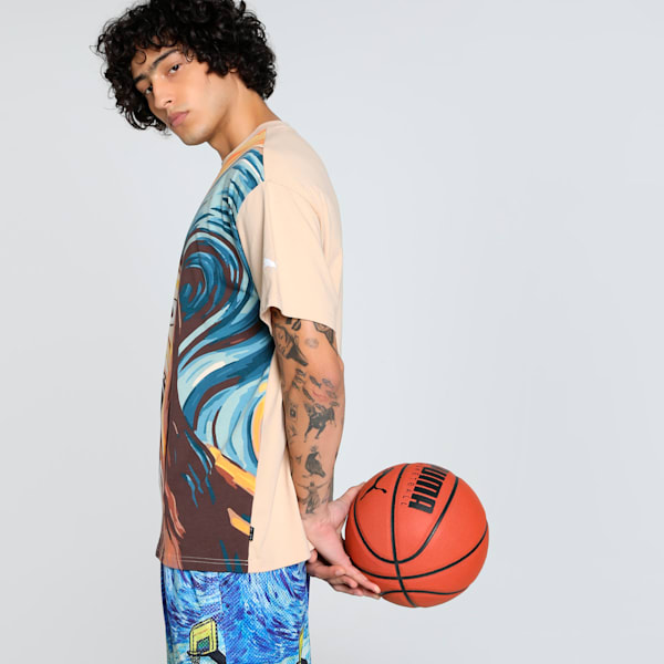 Dylan Exhibit Men's Oversized Basketball Tee, Light Sand, extralarge-IND