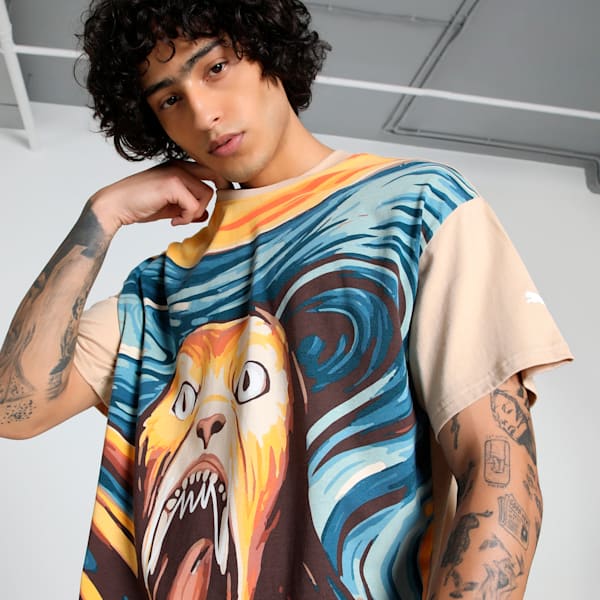Dylan Exhibit Men's Oversized Basketball Tee, Light Sand, extralarge-IND