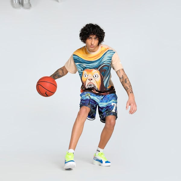 Dylan Exhibit Men's Oversized Basketball Tee, Light Sand, extralarge-IND