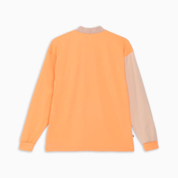メンズ ゴルフ PC ストレッチ アシンメトリー CB P ロゴ 長袖 シャツ, Bright Melon, extralarge-JPN