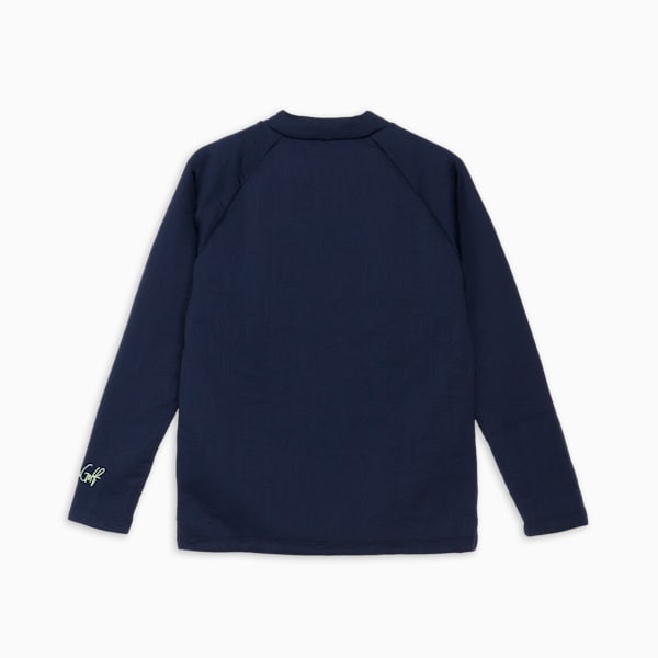 メンズ ゴルフ ストレッチ3D ジャカード ラグラン 長袖 シャツ, Deep Navy, extralarge-JPN
