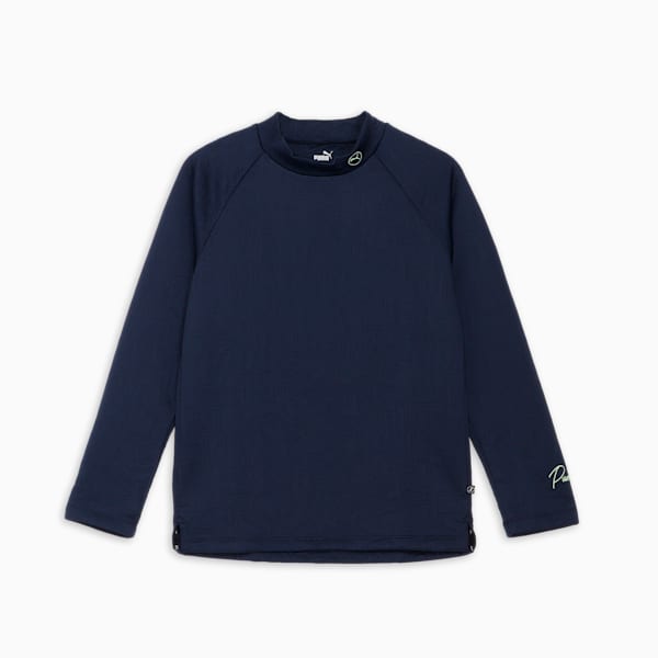メンズ ゴルフ ストレッチ3D ジャカード ラグラン 長袖 シャツ, Deep Navy, extralarge-JPN