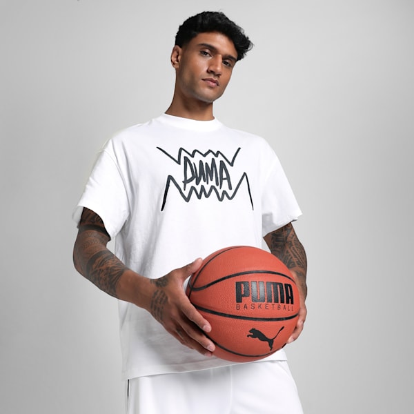 Jaws Core Men's Oversized Basketball Tee, PUMA White, extralarge-IND