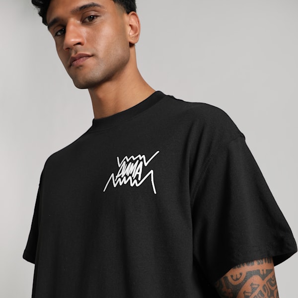 Jaws Core Men's Oversized Basketball Tee, PUMA Black, extralarge-IND