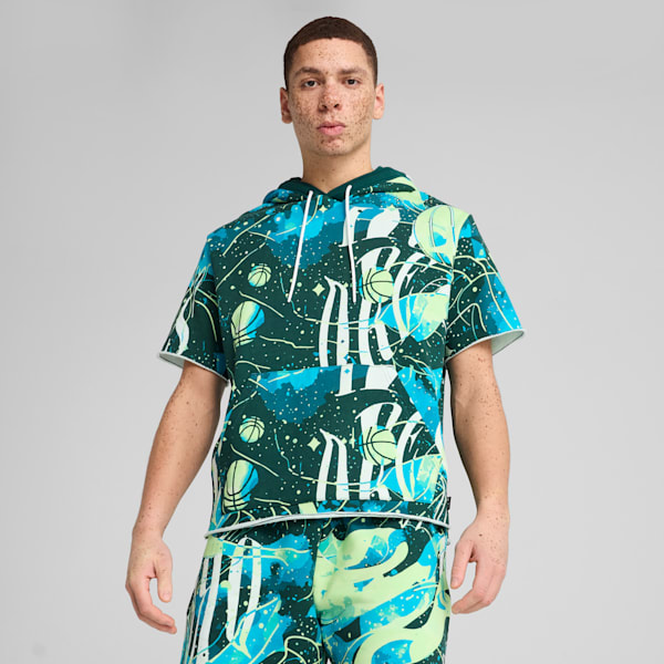 Hoop Dreamz SS Hoodie Men, Dark Myrtle-Spring Fern-AOP, extralarge