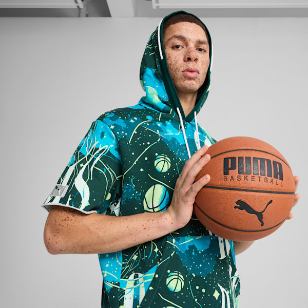 Hoop Dreamz SS Hoodie Men, Dark Myrtle-Spring Fern-AOP, extralarge