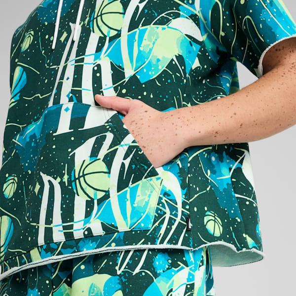Hoop Dreamz SS Hoodie Men, Dark Myrtle-Spring Fern-AOP, extralarge