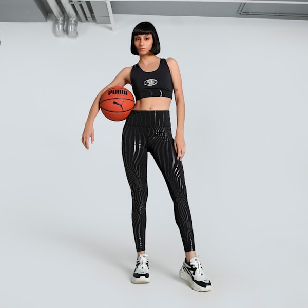 Stewie Limitless Women's Sports Bra, PUMA Black-AOP, extralarge-IND