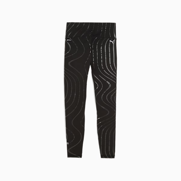 Black PUMA women's leggings with a wavy pattern design.