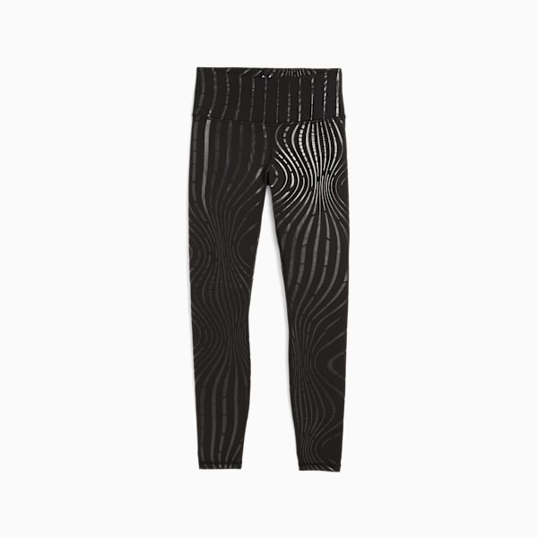 Black PUMA leggings for women with wavy pattern detail.