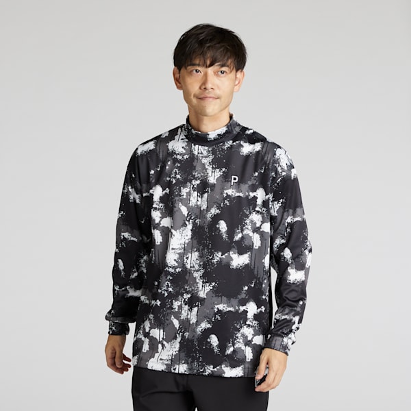 メンズ ゴルフ PC スプラッシュ AOP 長袖 モックネック シャツ, PUMA Black, extralarge-JPN