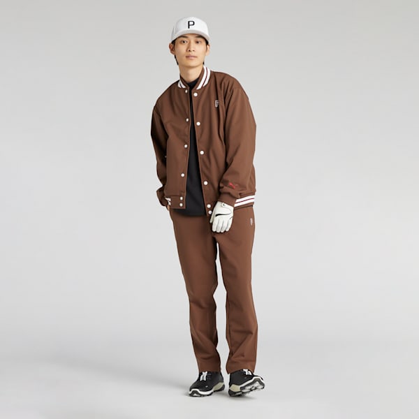 メンズ ゴルフ PC ストレッチ グリッド フリース ワイド パンツ, Espresso Brown, extralarge-JPN
