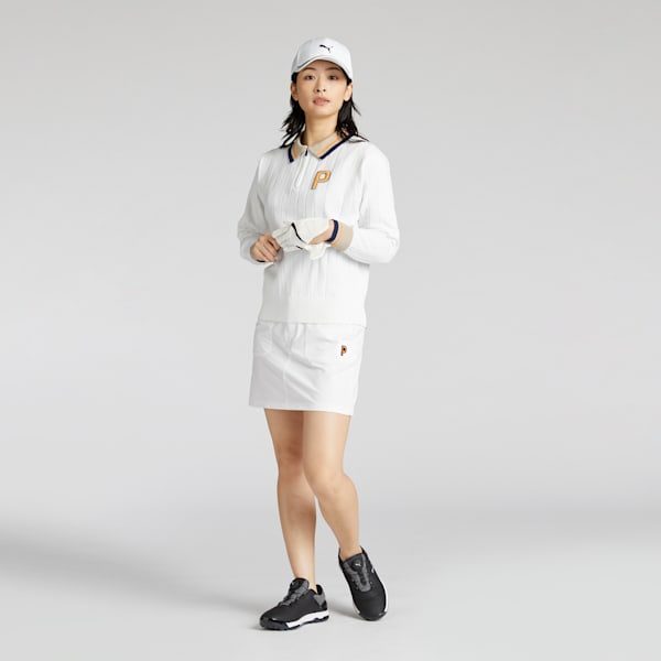 ウィメンズ ゴルフ PC W リラックス カラー ニット ポロシャツ, White Glow, extralarge-JPN