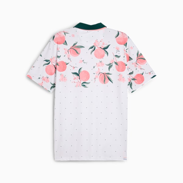 MATTR Freshly Picked Golf Polo Men, White Glow-Pink Fruit, extralarge