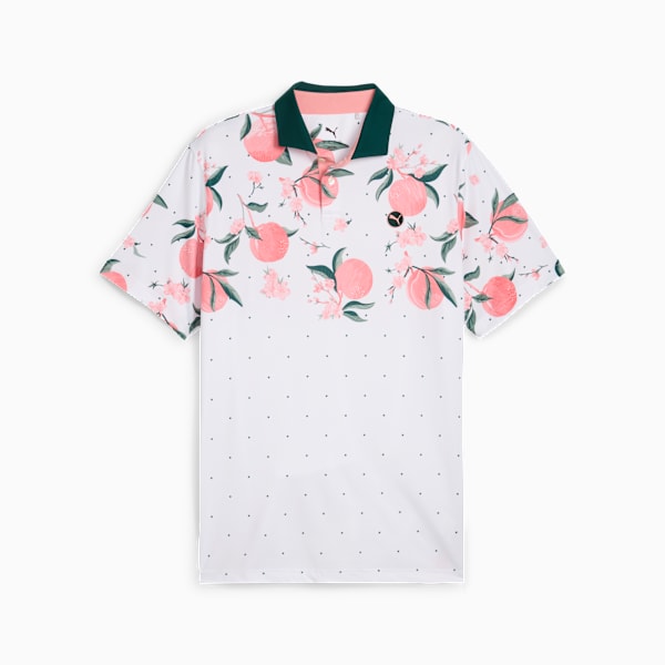 MATTR Freshly Picked Golf Polo Men, White Glow-Pink Fruit, extralarge