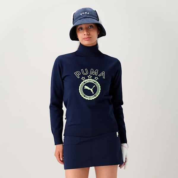 ウィメンズ ゴルフ PC W カレッジ タートルネック ニット トップス, Deep Navy, extralarge-JPN