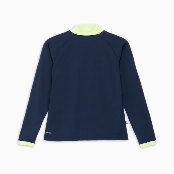 ウィメンズ ゴルフ PC ピーチ ストレッチ P ロゴ ラグラン モックネック 長袖 シャツ, Deep Navy, extralarge-JPN