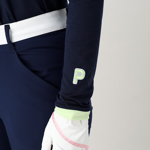 ウィメンズ ゴルフ PC ピーチ ストレッチ P ロゴ ラグラン モックネック 長袖 シャツ, Deep Navy, extralarge-JPN