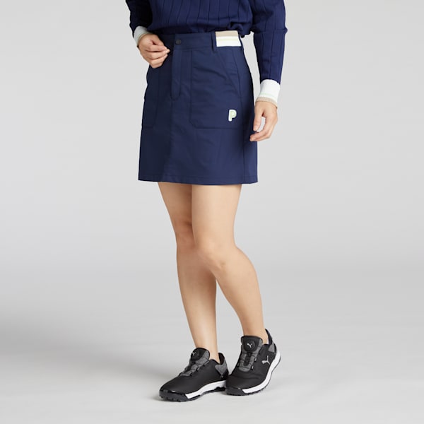 ウィメンズ ゴルフ PC ストレッチ プーマ ロゴ スカート, Deep Navy, extralarge-JPN