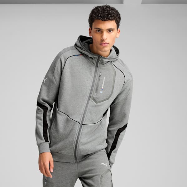 BMW M Motorsport Men's Hooded Jacket, Medium Gray Heather, extralarge