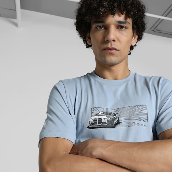 BMW M Motorsport Men's Car Graphic Tee, Blue Wash, extralarge-IND