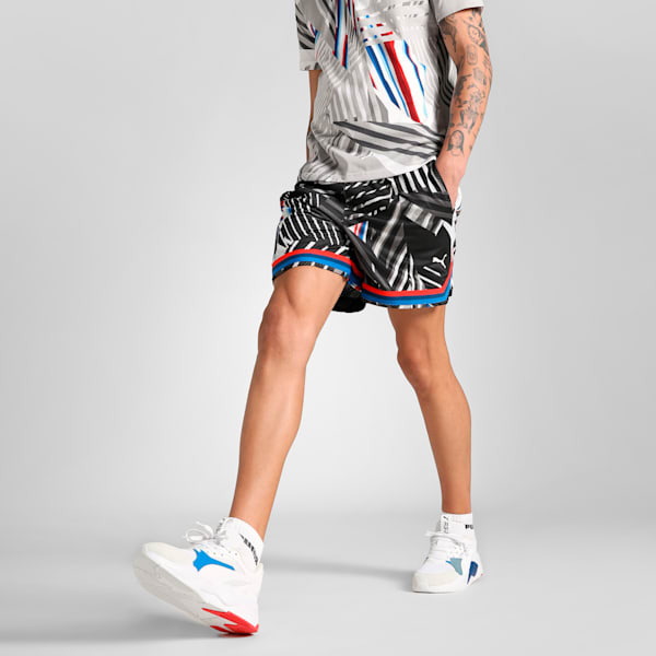 BMW M Motorsport All-over Print Men's Shorts, PUMA Black-AOP, extralarge-IND