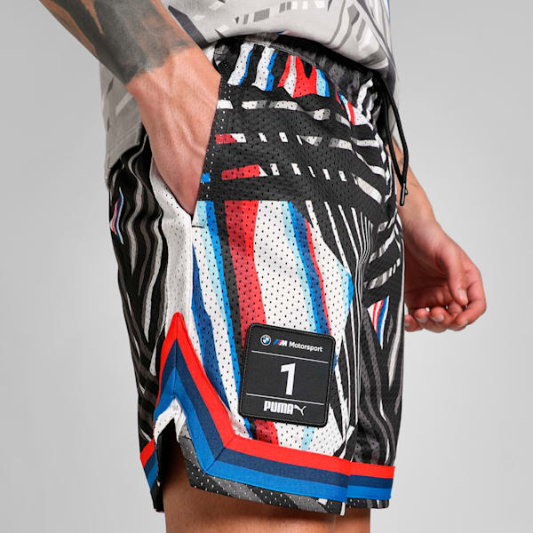 BMW M Motorsport All-over Print Men's Shorts, PUMA Black-AOP, extralarge-IND