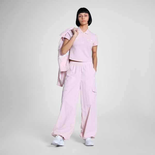 BMW M Motorsport Women's Relaxed Fit Woven Cargo Pants, Rose Mauve, extralarge-IND