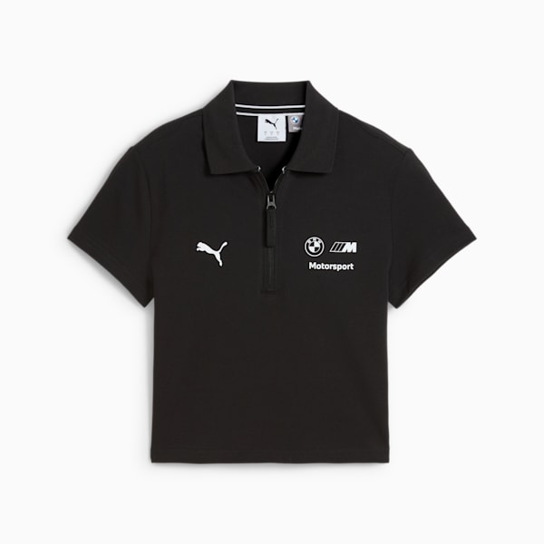 BMW M Motorsport Classic Women's Slim Fit Crop Polo, PUMA Black, extralarge-IND