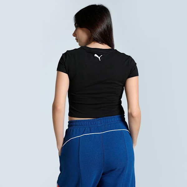 BMW M Motorsport Women's Graphic Crop Tee, PUMA Black, extralarge-IND